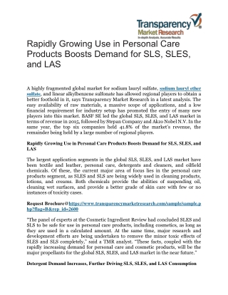 Rapidly Growing Use in Personal Care Products Boosts Demand for SLS, SLES, and LAS