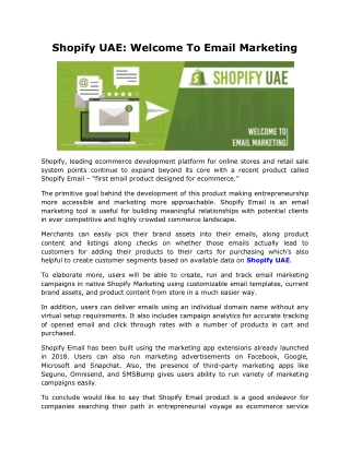 Shopify UAE: Welcome To Email Marketing