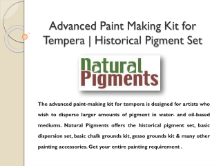 Advanced Paint Making Kit for Tempera | Historical Pigment Set