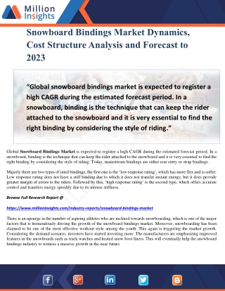 Snowboard Bindings Market Dynamics, Cost Structure Analysis and Forecast to 2023