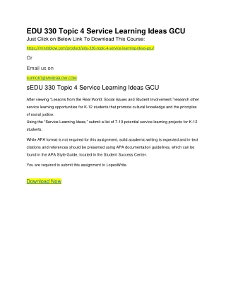 EDU 330 Topic 4 Service Learning Ideas GCU