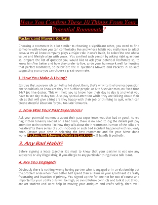 Have You Confirm These 10 Things From Your Potential Roommate?