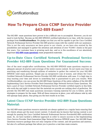 Cisco 642-889 [2019] Exam Questions: A Best Preparation Material