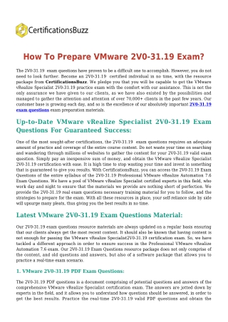 Quick Tips For VMware 2V0-31.19 [2019] Exam Get Actual Questions