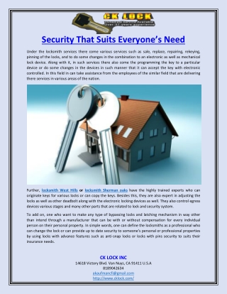 Security That Suits Everyone’s Need
