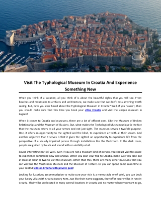 Visit The Typhological Museum In Croatia And Experience Something New