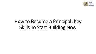 Key Skills To become Principal