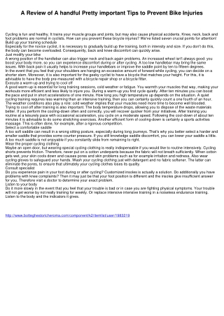 AN ASSESSMENT of A variety of Useful Tips to End Bicycle Injuries