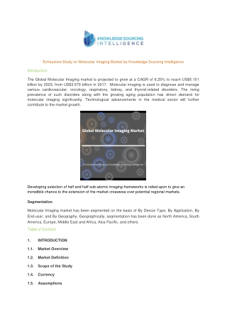 Global Molecular Imaging Market: Market Research by Knowledge Sourcing Intelligence