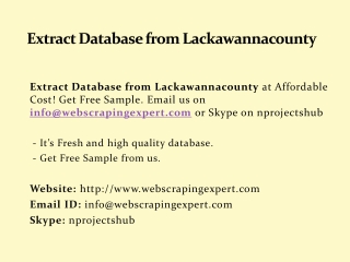 Extract Database from Lackawannacounty