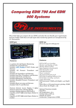 Comparing EDM 790 And EDM 900 Systems