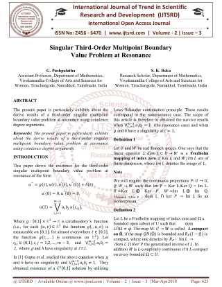 Singular Third Order Multipoint Boundary Value Problem at Resonance