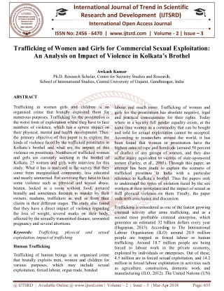 Trafficking of Women and Girls for Commercial Sexual Exploitation An Analysis on Impact of Violence in Kolkata's Brothel