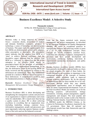 Business Excellence Model A Selective Study