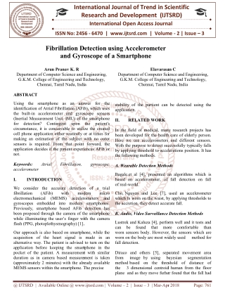 Fibrillation Detection using Accelerometer and Gyroscope of a Smartphone