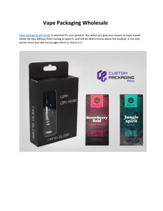 Vape Packaging Wholesale