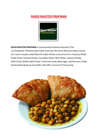 5% Off - RASOI MASTER PIMPAMA - Indian Restaurant Pimpama, QLD