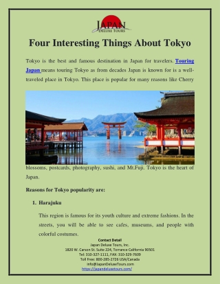 Four Interesting Things about Tokyo 