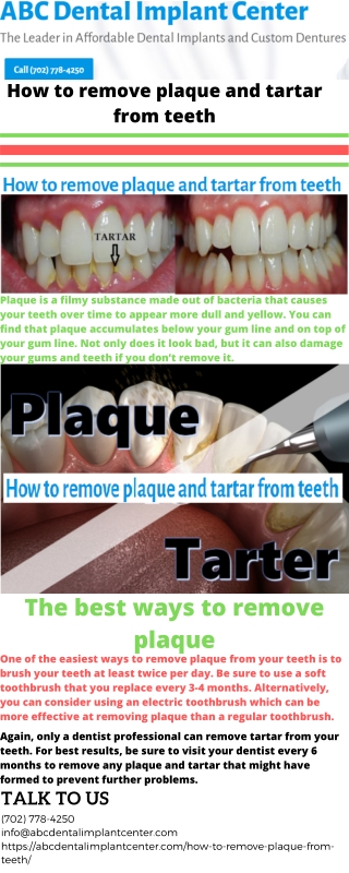 How to remove plaque and tartar from teeth