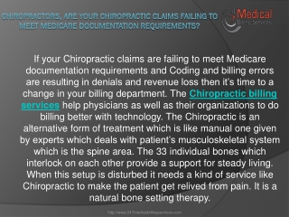 Chiropractors, Are your chiropractic claims failing to meet Medicare documentation requirements?
