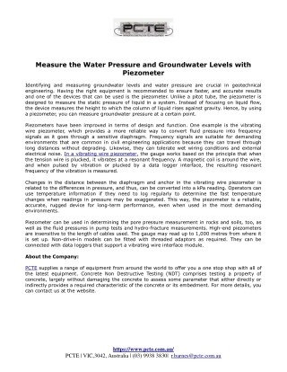 Measure the Water Pressure and Groundwater Levels with Piezometer