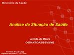 An lise de Situa o de Sa de