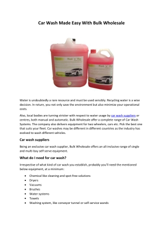 Car Wash Made Easy With Bulk Wholesale