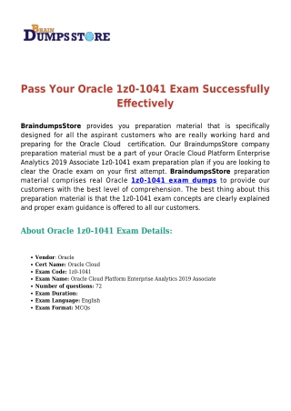 My Review On Oracle 1z0-1041 [2019] Exam Dumps