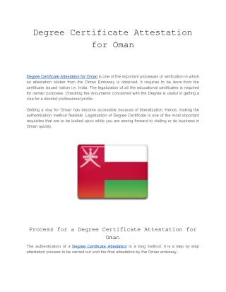 Degree Certificate Attestation for Oman