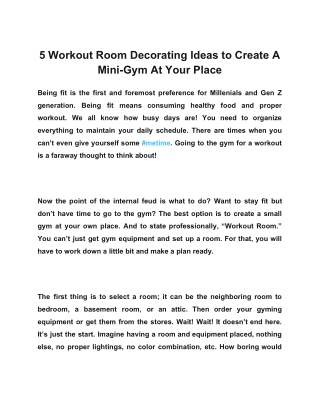 5 Workout Room Decorating Ideas to Create A Mini-Gym At Your Place