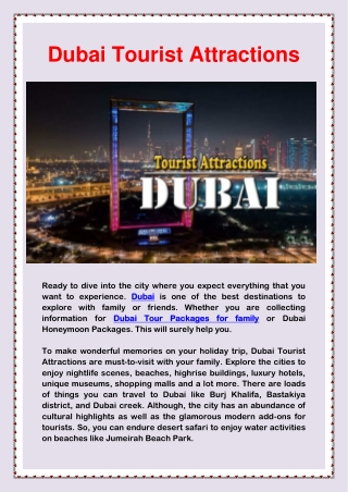 Best Dubai Tourist Attractions