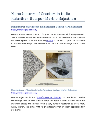 Manufacturer of Granites in India Rajasthan Udaipur Marble Rajasthan