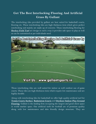 Get The Best Interlocking Flooring And Artificial Grass By Gallant
