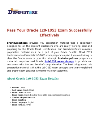  Oracle 1z0-1053 [2019] Exam Dumps: Reduce Your Chances Of Failure