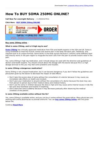 How To BUY SOMA 250MG ONLINE?