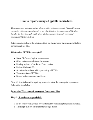 How to repair corrupted ppt file on windows