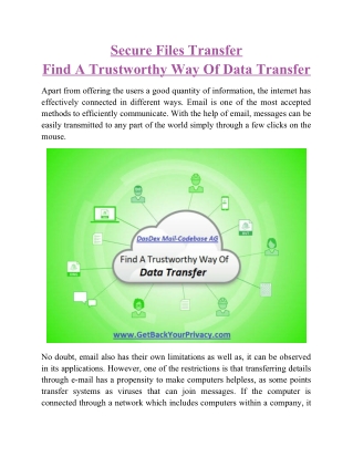 Secure Files Transfer – Find A Trustworthy Way Of Data Transfer