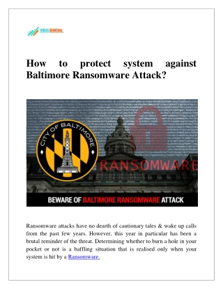 Guide to prevent Baltimore Ransomware Attack on your system