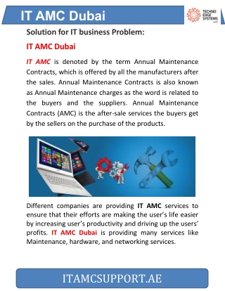 Services that are offered by the IT AMC Dubai