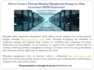 How to Create a Thriving Metadata Management Strategy in a Data Governance MDM Framework?