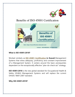 Benefits of ISO 45001 Certification
