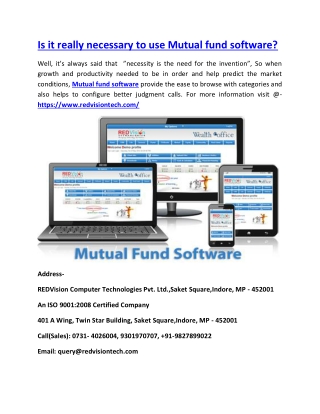 Is it really necessary to use Mutual fund software?