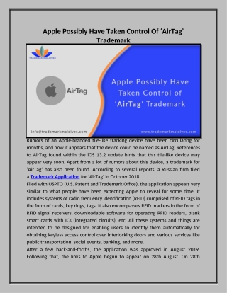 Apple Possibly Have Taken Control Of ‘AirTag’ Trademark