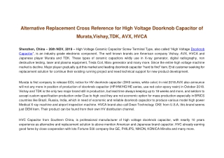 Doorknob Capacitor Alternative press release Murata Vishay TDK_ AVX _HVCA 2019.11.26