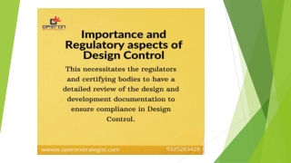 Importance and Regulatory aspects of Design Control