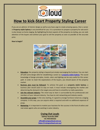 How to Kick-Start Property Styling Career