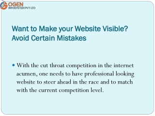 Want to Make your Website Visible? Avoid Certain Mistakes