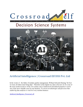 Artificial Intelligence | Crossroad Elf DSS Pvt. Ltd