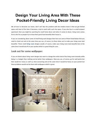 Design Your Living Area With These Pocket-Friendly Living Decor Ideas