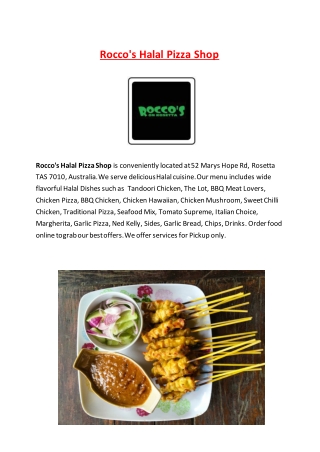5% Off - Rocco's on Rosetta Halal Pakistani Indian Restaurant Menu in Rosetta TAS.